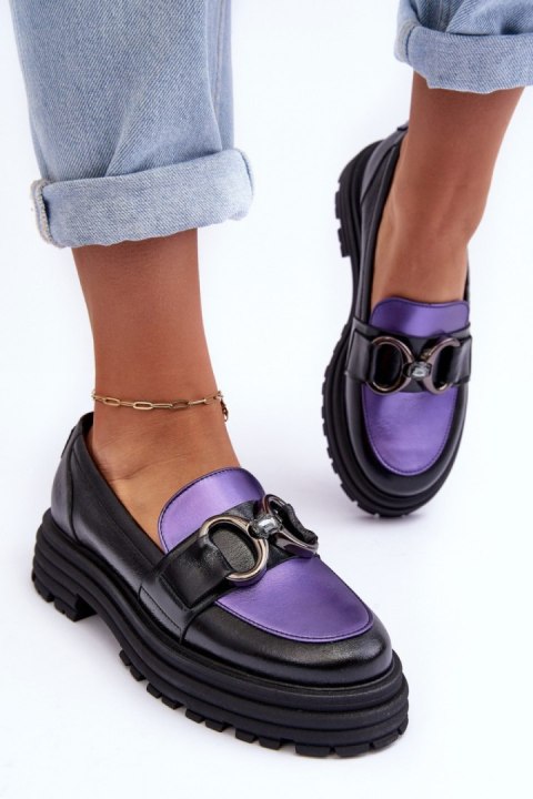 Loafersy Model Elkiza 2692 173-805 Black/Violet - Step in style Loafersy Model Elkiza 2692 173-805 Black/Violet - Step in style