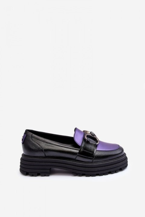 Loafersy Model Elkiza 2692 173-805 Black/Violet - Step in style Loafersy Model Elkiza 2692 173-805 Black/Violet - Step in style