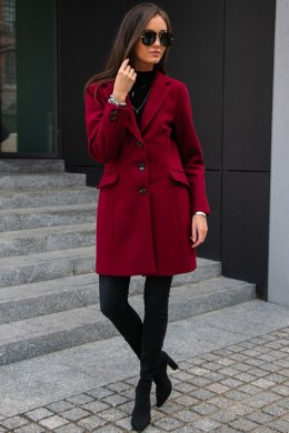 Płaszcz Damski Model BOR PLA0012 Bordo - Roco Fashion