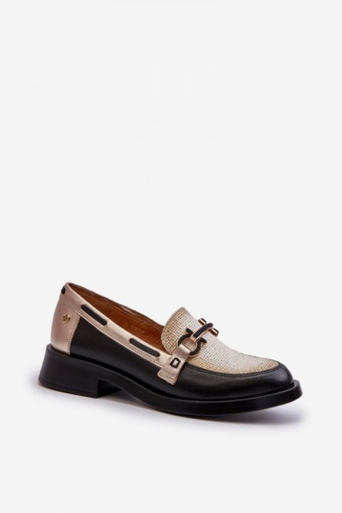 Mokasyny Model Maciejka 06493-01 Black/Gold - Step in style Mokasyny Model Maciejka 06493-01 Black/Gold - Step in style