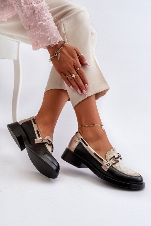 Mokasyny Model Maciejka 06493-01 Black/Gold - Step in style Mokasyny Model Maciejka 06493-01 Black/Gold - Step in style