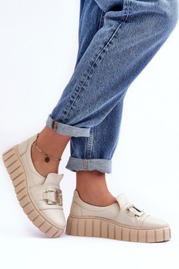 Półbuty Model Lewski 3398 Beige Jasna ozdoba - Step in style