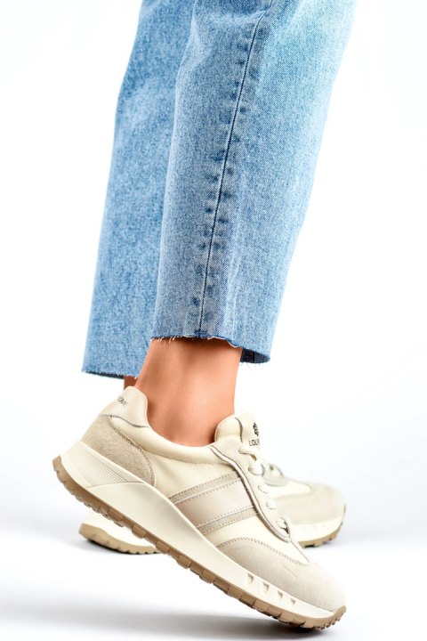 Beżowe sneakersy damskie skórzane sportowe buty damskie - 39 Primohurt Beżowe sneakersy damskie skórzane sportowe buty damskie - 39 Primohurt