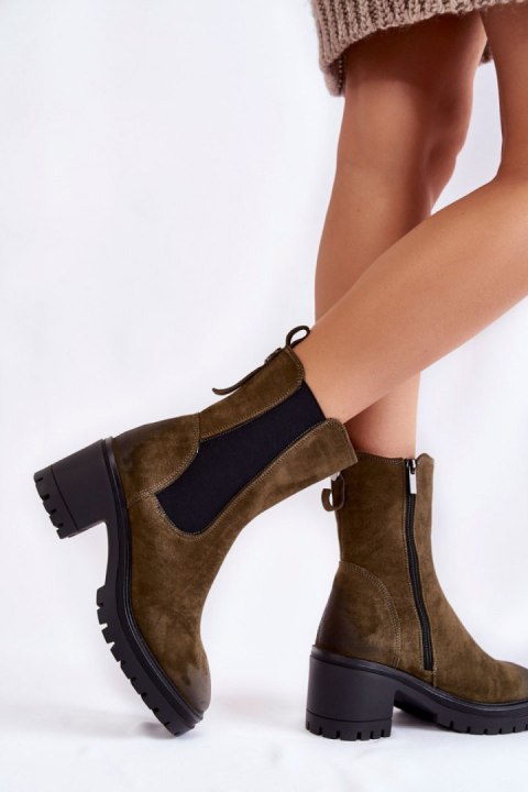 Botki Model Liris 23-10812 Khaki - Step in style Botki Model Liris 23-10812 Khaki - Step in style