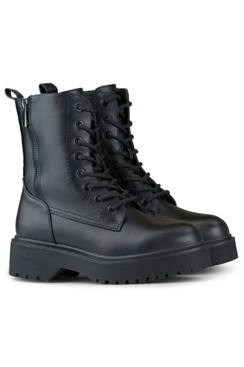 Czarne workery damskie na platformie sznurowane - 37 Primohurt Czarne workery damskie na platformie sznurowane - 37 Primohurt