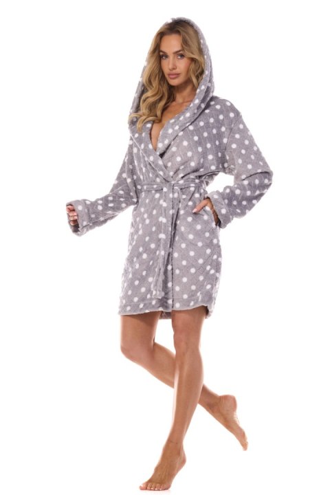 Szlafrok Damski Model Dots 2405 Grafit - L&L collection Szlafrok Damski Model Dots 2405 Grafit - L&L collection