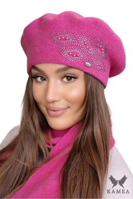 HEIDI zimowy beret damski kolor malinowy - Kamea