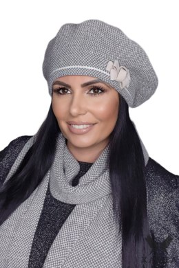 HELENA beret damski kolor beżowy - Kamea