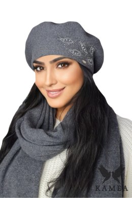 HEIDI zimowy beret damski kolor grafitowy - Kamea