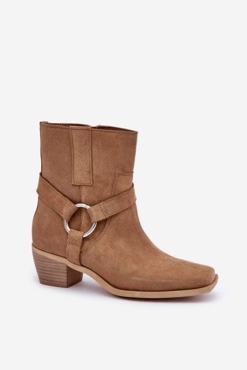 Botki Model Zazoo 3444/2 Beige Zamsz - Step in style Botki Model Zazoo 3444/2 Beige Zamsz - Step in style