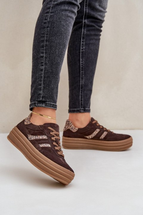 Buty Sportowe Model Zazoo N1176 Panterka Czekolada - Step in style Buty Sportowe Model Zazoo N1176 Panterka Czekolada - Step in style