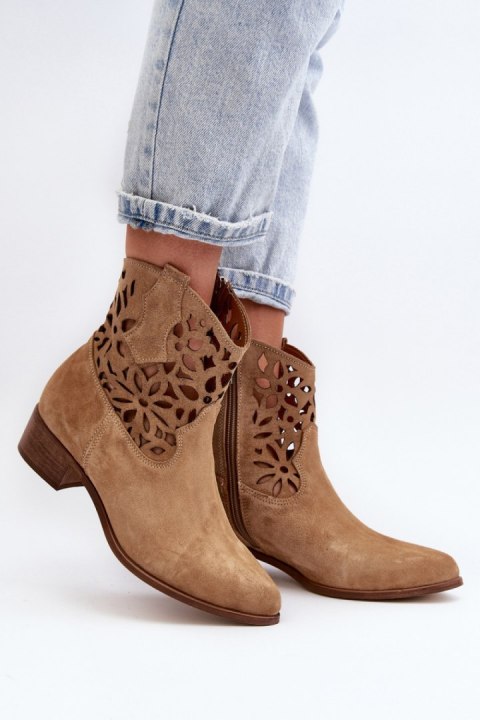 Botki Model Zazoo 3404 Beige Zamsz - Step in style Botki Model Zazoo 3404 Beige Zamsz - Step in style