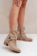 Botki Model Zazoo 3444/2 Light Beige Zamsz - Step in style