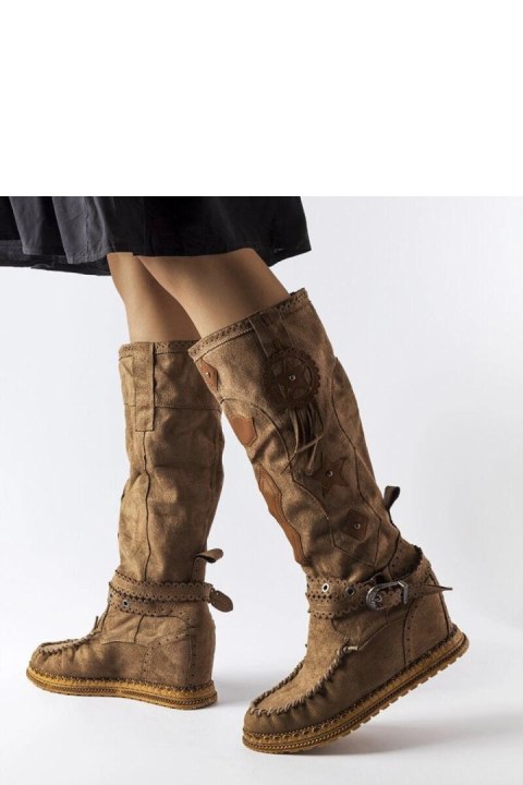 Ciemnobrązowe kozaki w stylu boho Putignano - Solea Ciemnobrązowe kozaki w stylu boho Putignano - Solea